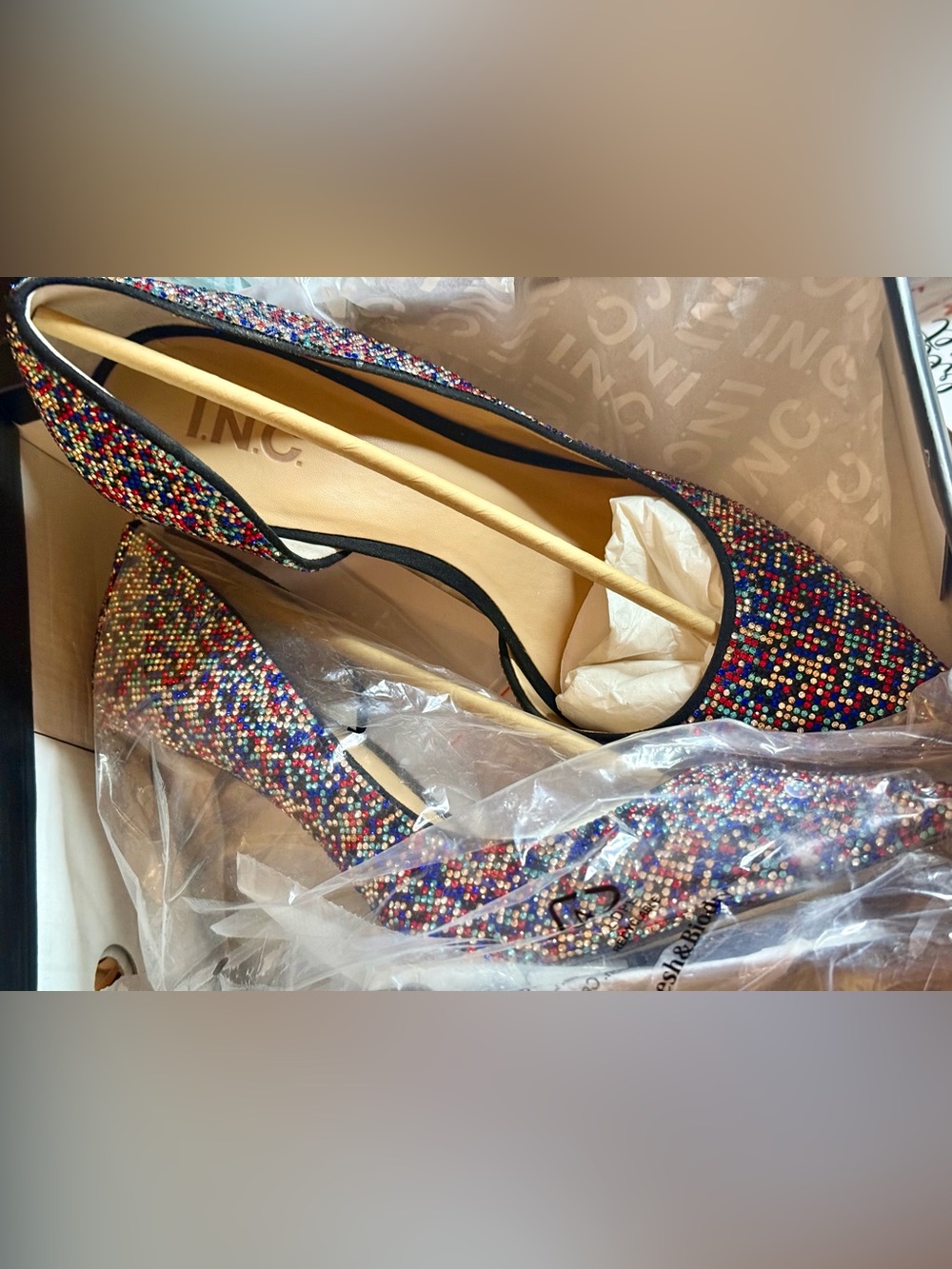 Crystal Embellished 4” Pump by INC (with xtra Stones)- Multicolor - Picture 5 of 5